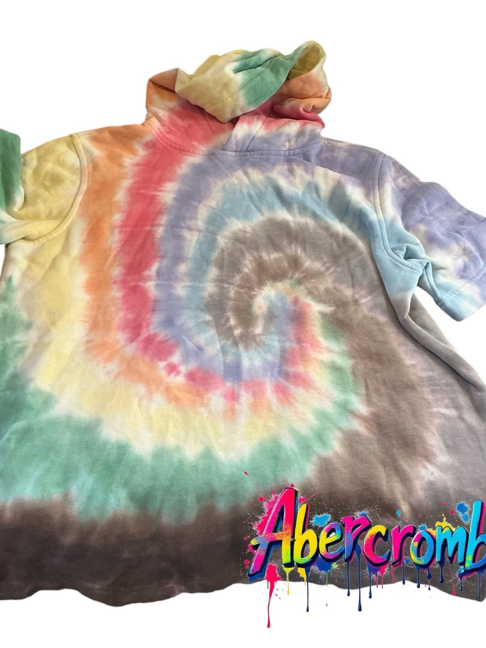 abercrombie kids Pastel Tie-Dye Pullover Hoodie - Multicolor Spiral size 15-16